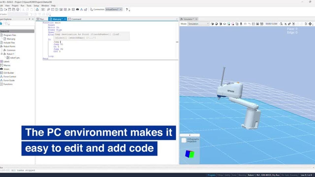 Product tour of Epson RC+ Development Environment