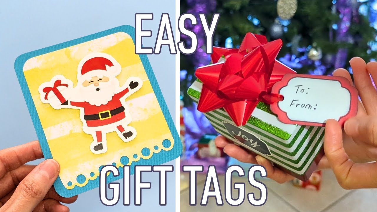 DIY die cut & embossed Christmas🎁gift tags! Decorate for the holidays🎄 using scrapbook pattern paper
