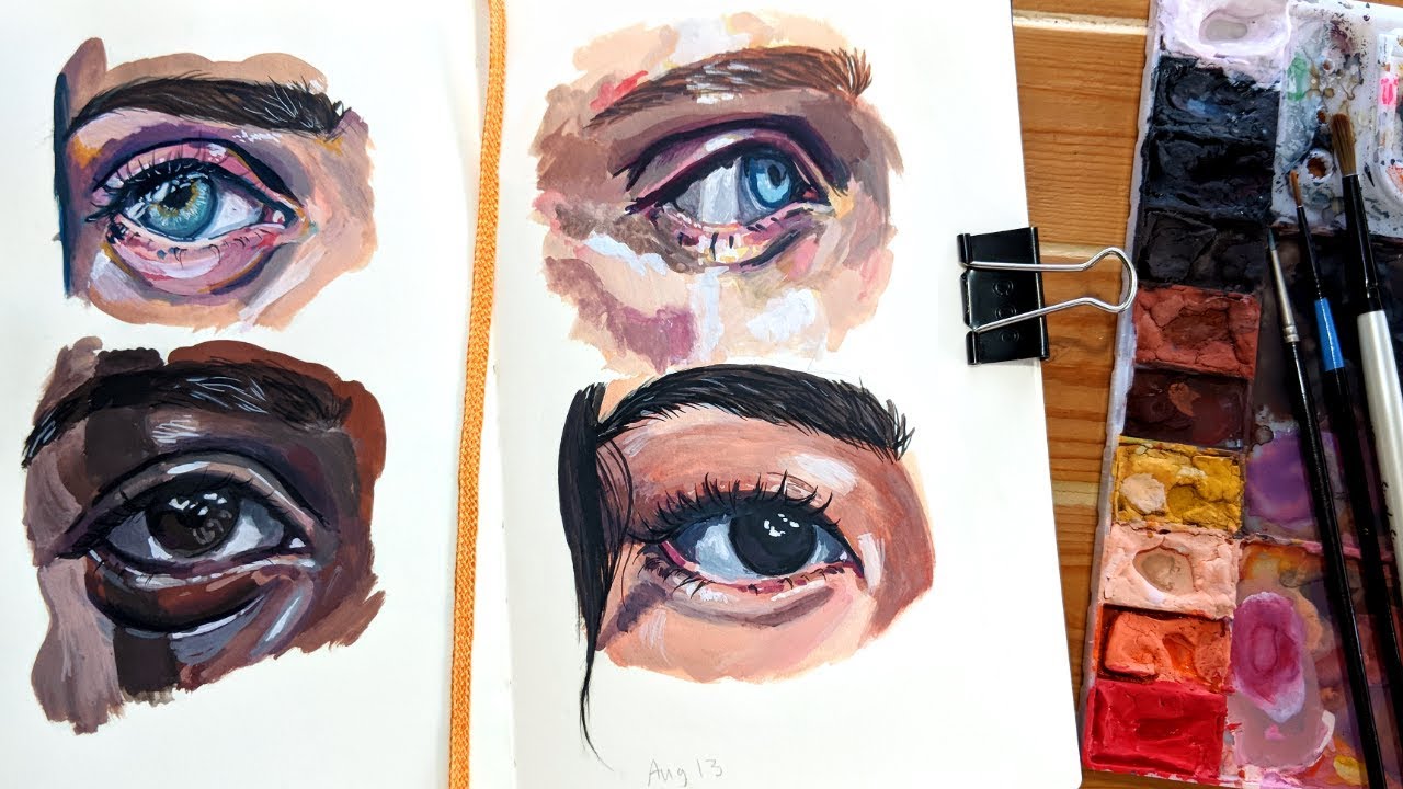 Gouache Eyes // sketching & painting process
