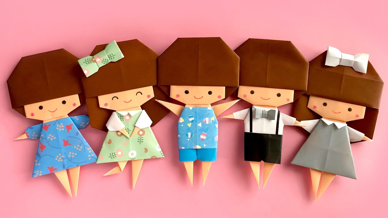 【折り紙】人形（男の子、女の子）の作り方