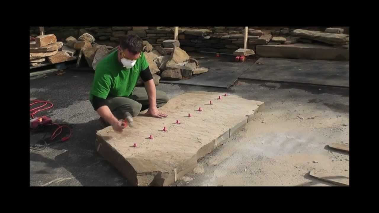 How To - Wedge and Feathers / Shims - PA Blue Stone Slabs Into Step stones