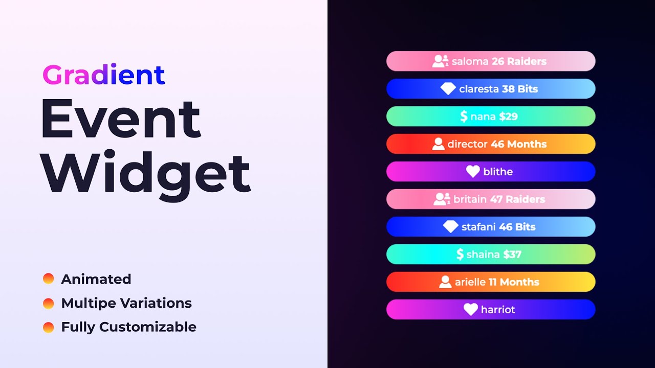 Gradient Twitch Event List for StreamElements & OBS Studio