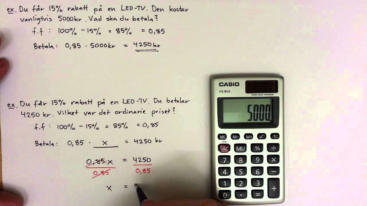 8 & 9 - Bråk och Procent - Ta ekvationer till hjälp