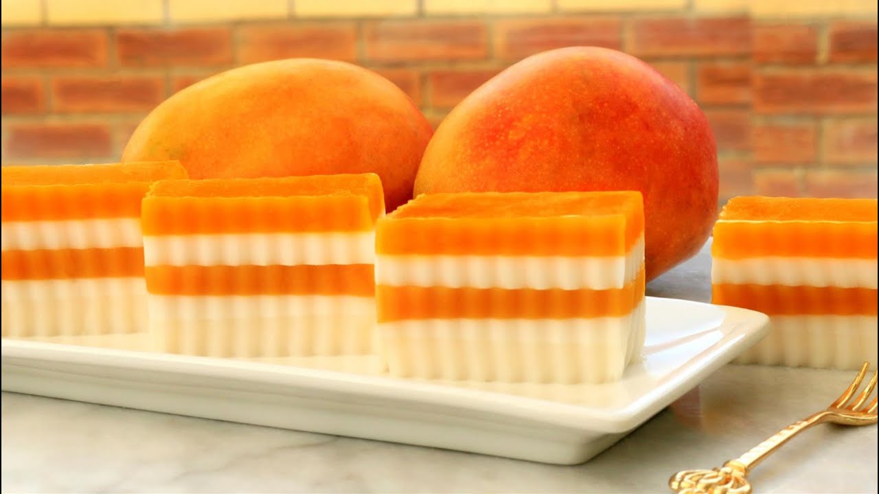 How To Make Mango Coconut Jelly | Agar Agar Cake | Mango Panna Cotta 芒果椰奶冻_做法大全
