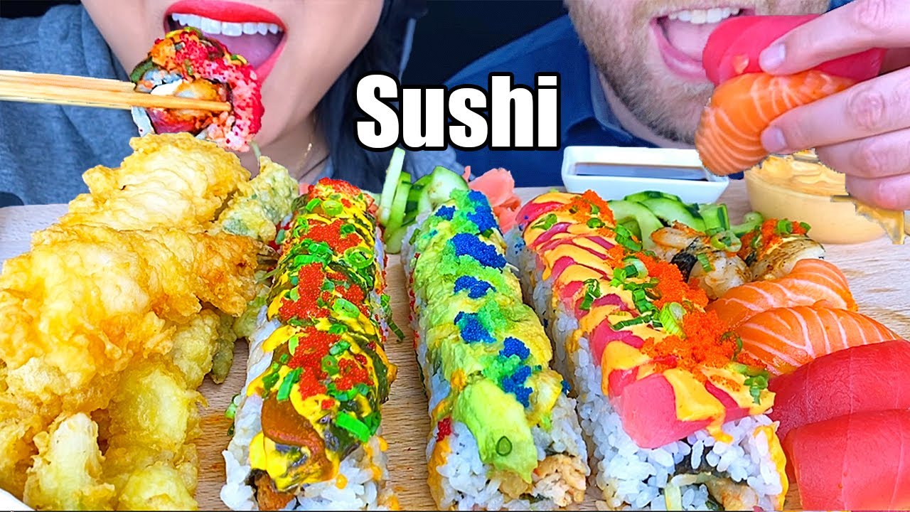 ASMR MOST COLORFUL SUSHI Salmon Sashimi & Tuna Sashimi | NO TALKING Relaxing Eating Sounds