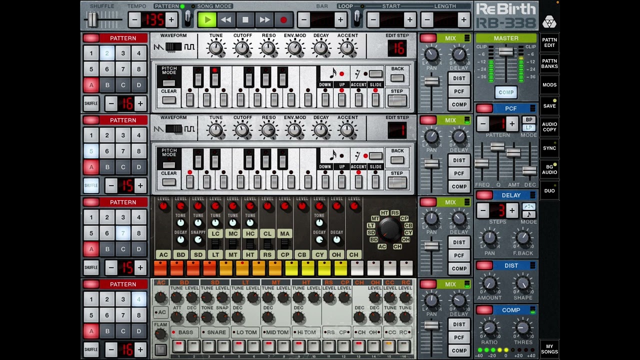 RB-338 Rebirth for iPad by Propellerhead / DJ VideoRida = VideoRider