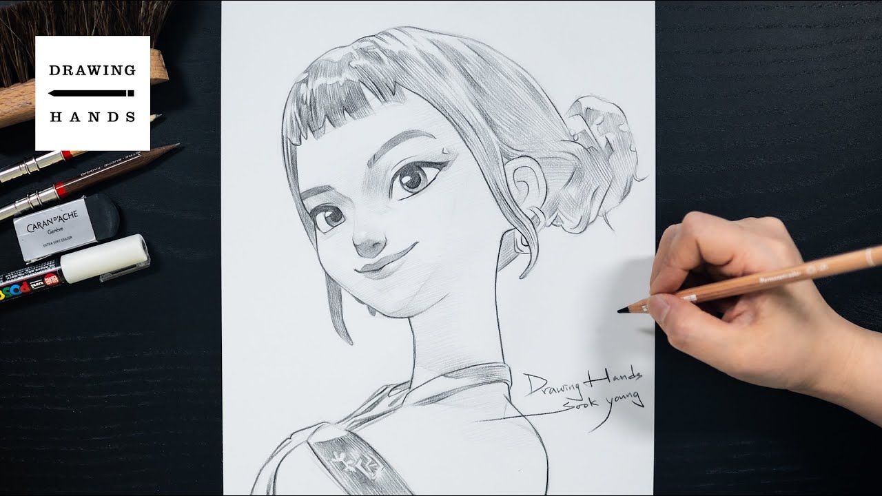Drawing Sketch KPOP Demon Hunters - Zoey (케이팝 데몬 헌터스 - 조이 스케치하기) [Drawing Hands]