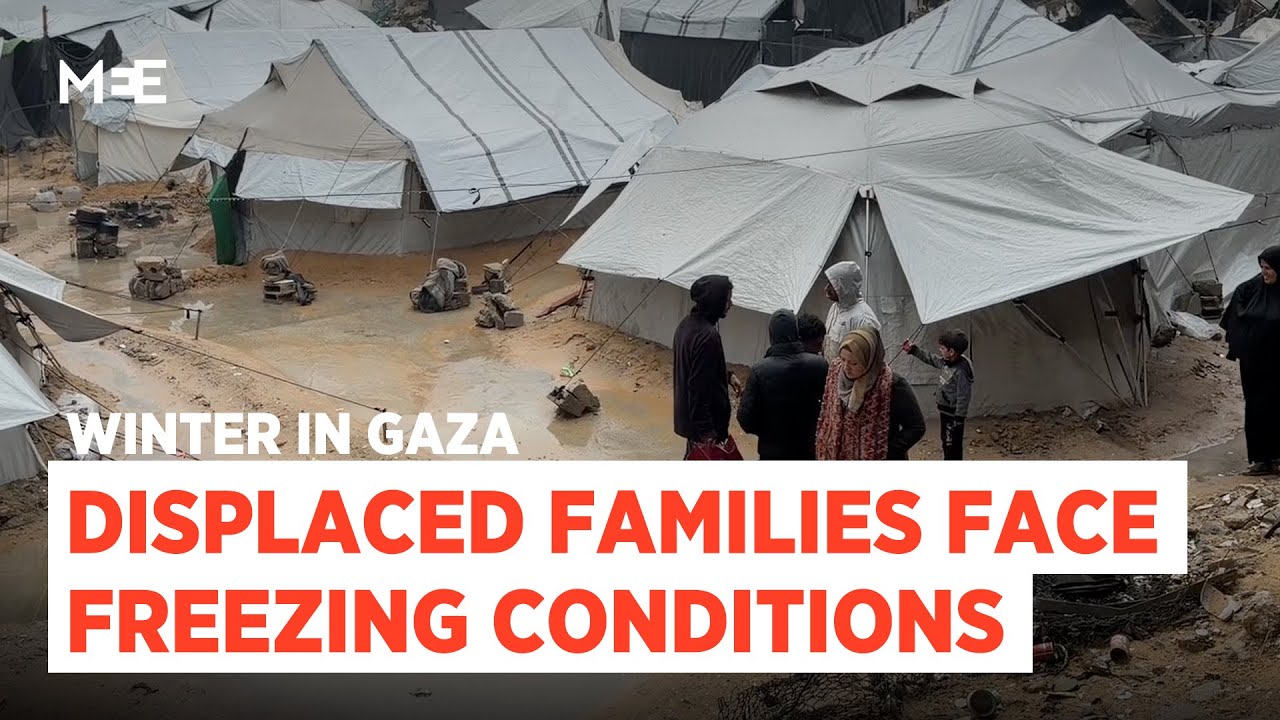 Gaza’s displaced families face winter storms in flooded tents