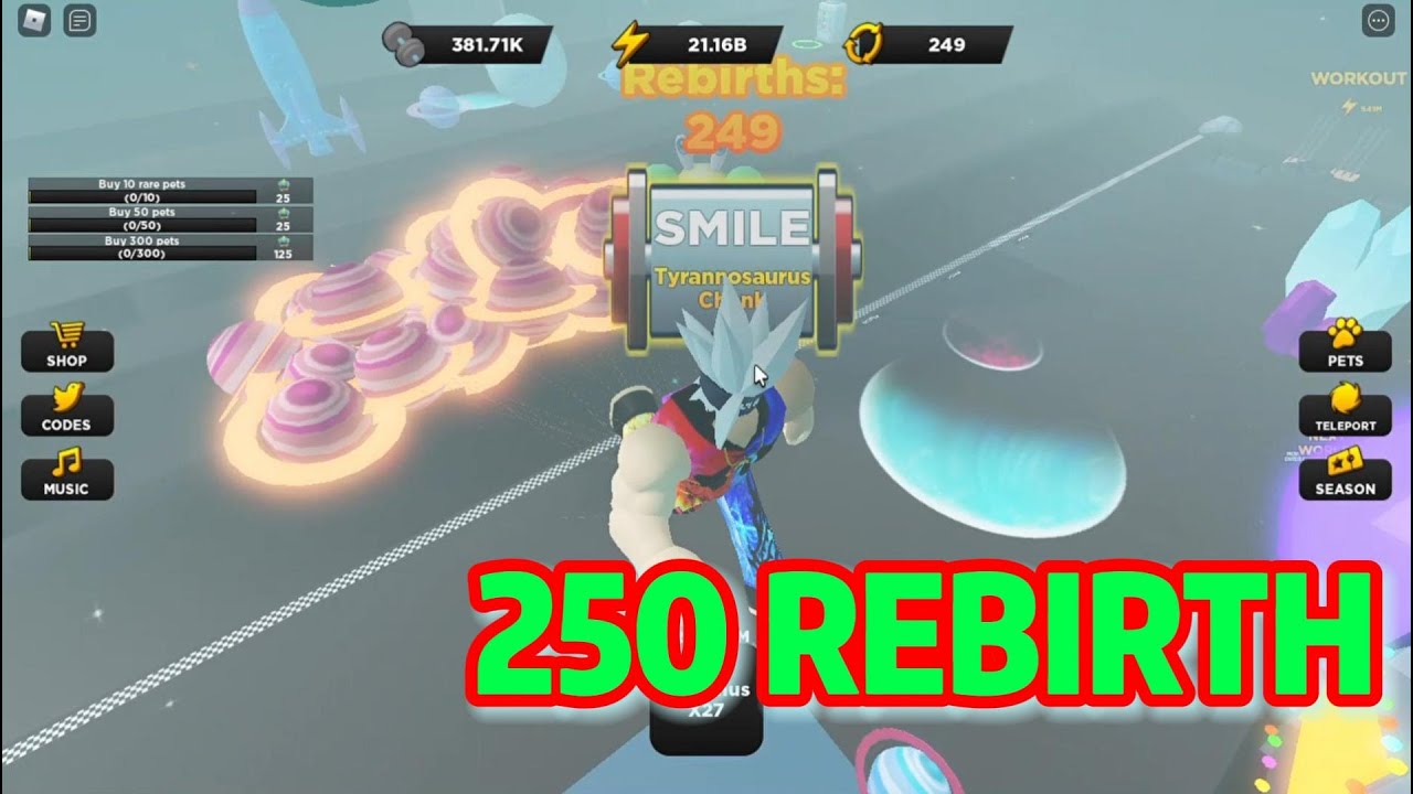 *New* Over 250 rebirth on Roblox Strongman Simulator !