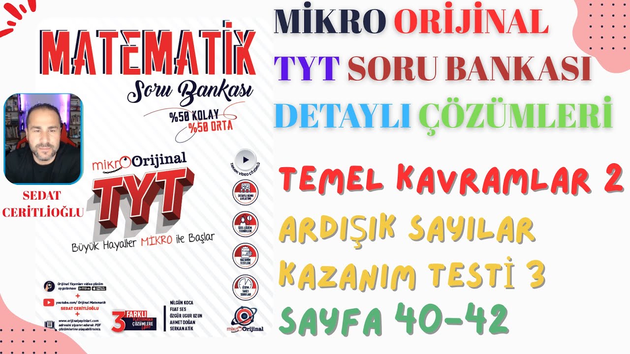 2026 MİKRO ORİJİNAL TYT SORU BANKASI ÇÖZÜMLERİ SYF 40-42 #orijinalmatematik #mikroorijinal #yks2026