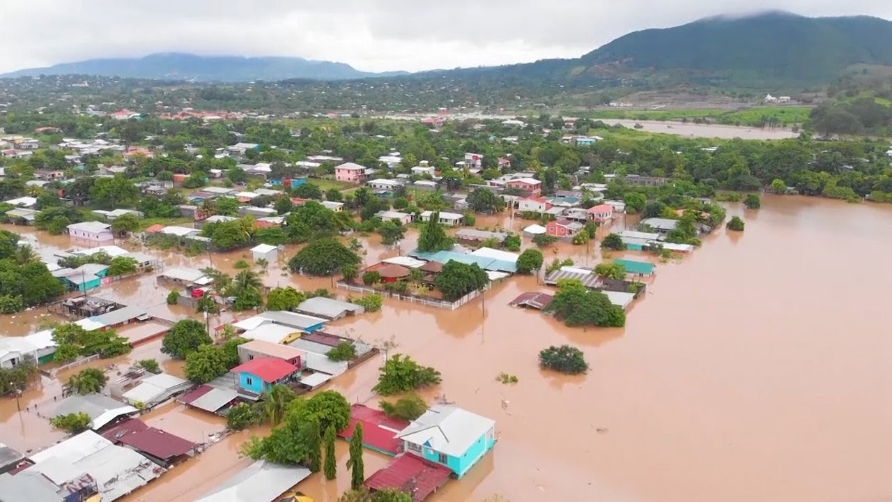 Aerial footage shows Iota flood devastation in Honduras
