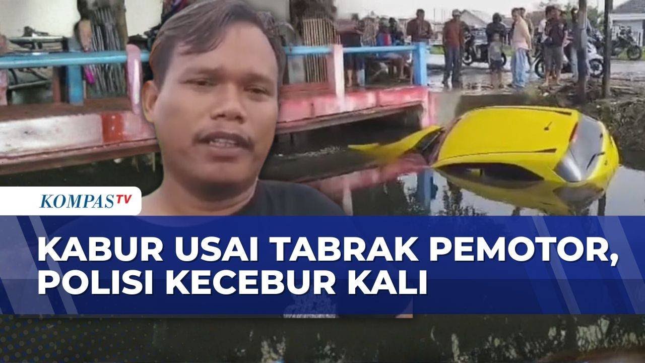 Polisi Kabur Usai Tabrak Pemotor di Karawang, Mobil Tercebur ke Kali