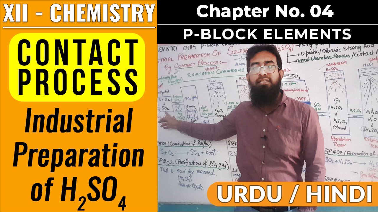 Contact Process || Industrial Preparation of Sulphuric Acid || CH#4 || XII - Chemistry || Urdu/Hindi