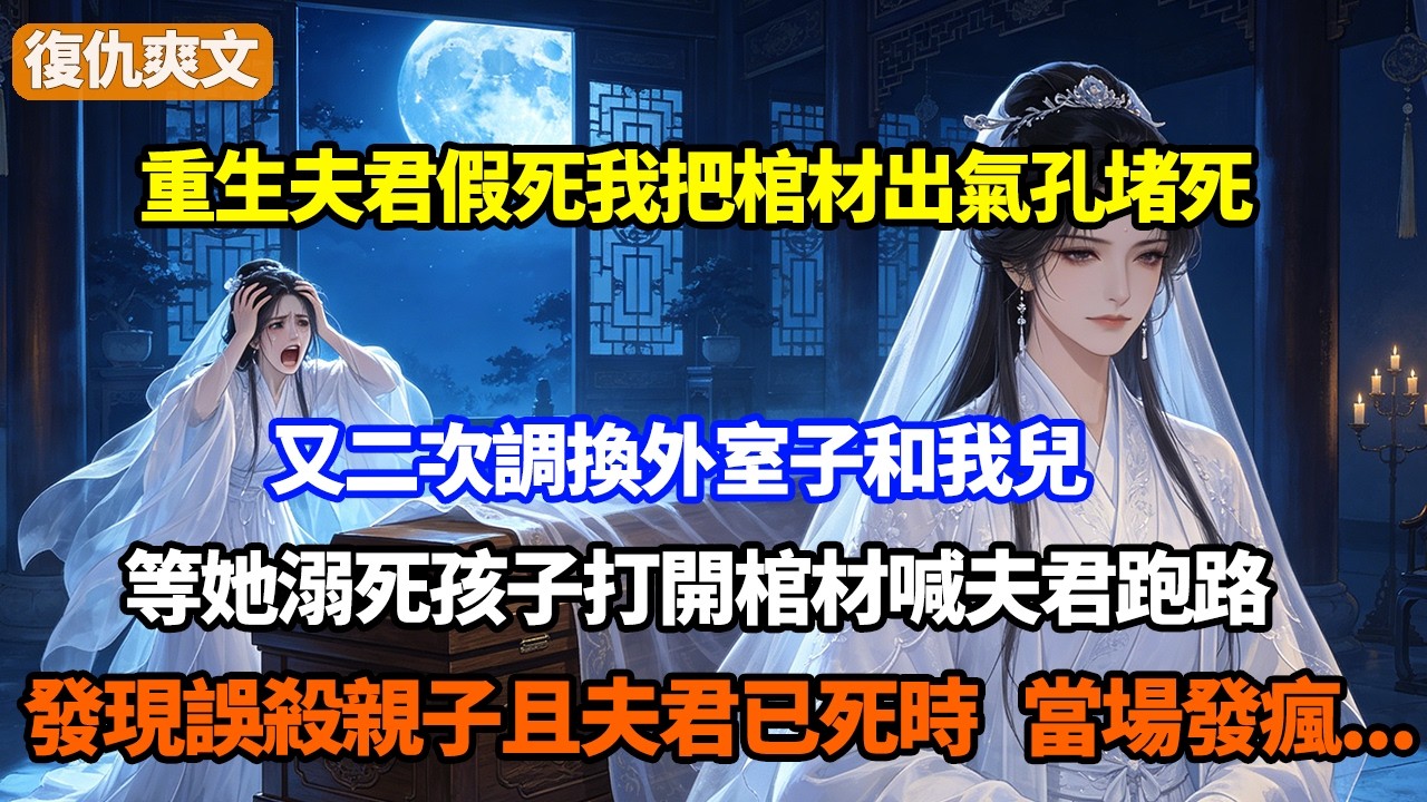重生夫君假死我把棺材出氣孔堵死，又二次調換外室子和我兒，等她溺死孩子打開棺材喊夫君跑路，發現誤殺親子且夫君已死時，當場發瘋