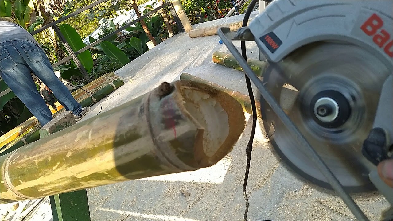 corte boca de pescado en guadua.