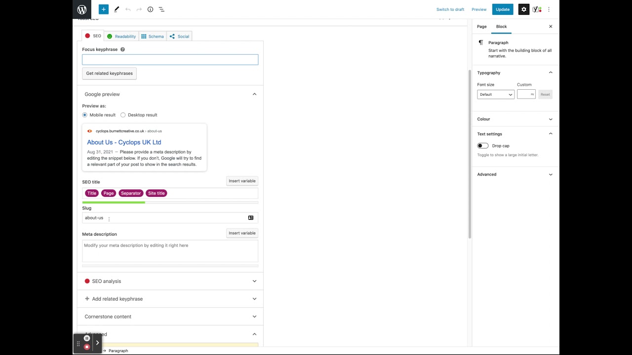 Adding Meta Data into the Yoast Plugin.