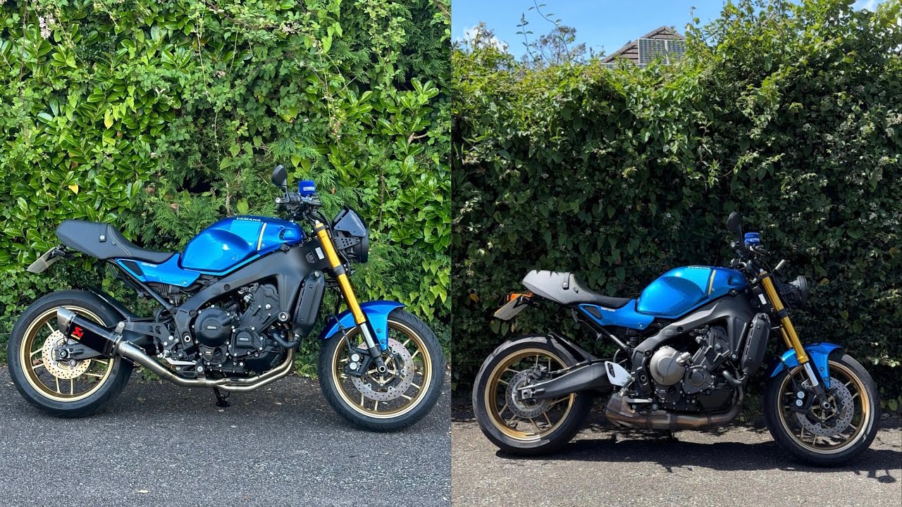 Yamaha XSR900 Akrapovic exhaust comparison vs stock