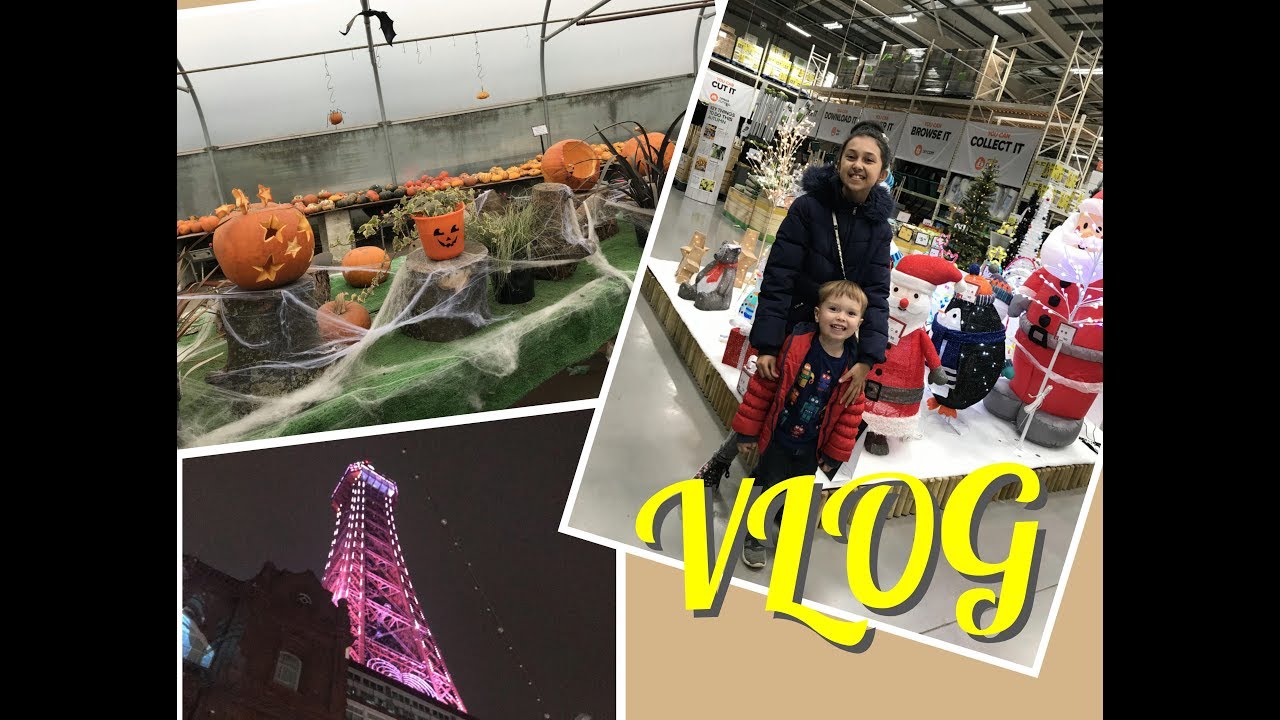 UK. VLOG. PUMPKIN PICKING. SPOOKY RESTAURANT. CHRISTMAS SOON! BLACKPOOL ILLUMINATIONS