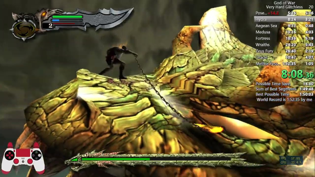 God of War - Speedrun Very Hard Glitchless PS3 Emu (World Record) 1:51:17