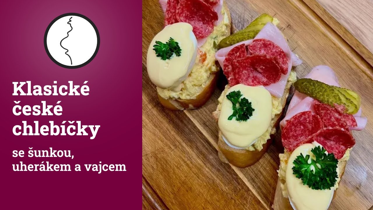 Klasick&eacute; česk&eacute; chleb&iacute;čky se &scaron;unkou, uher&aacute;kem a vajcem