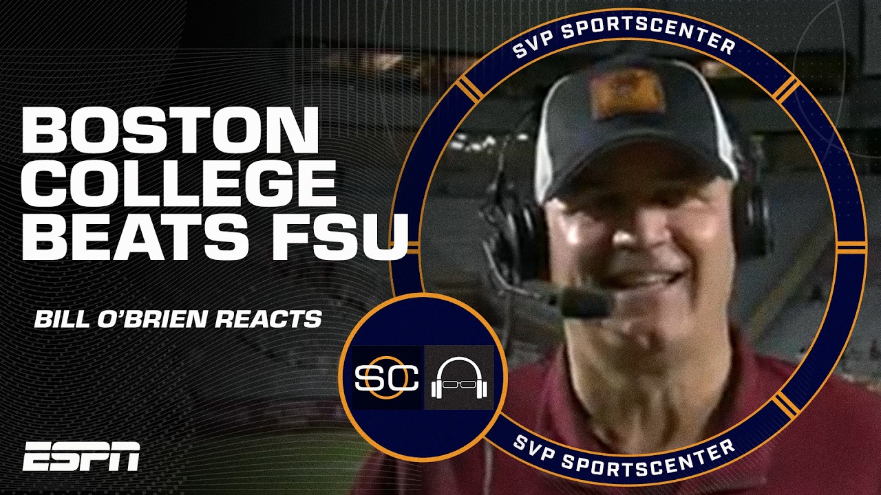 Boston College HC Bill O'Brien reacts to DEFEATING NO. 10 FLORIDA STATE in BC debut 🦅 | SC with SVP