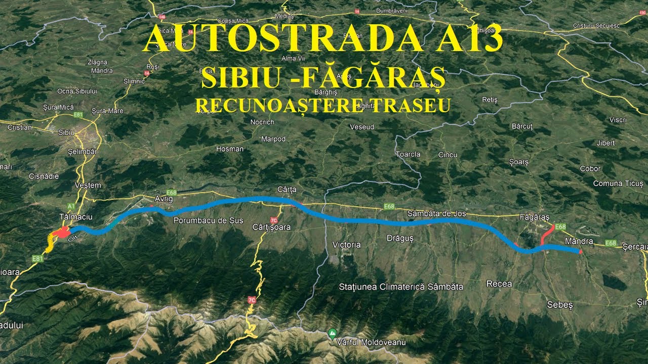 Autostrada Sibiu-Făgăraș, recunoaștere traseu Google Earth, #A13