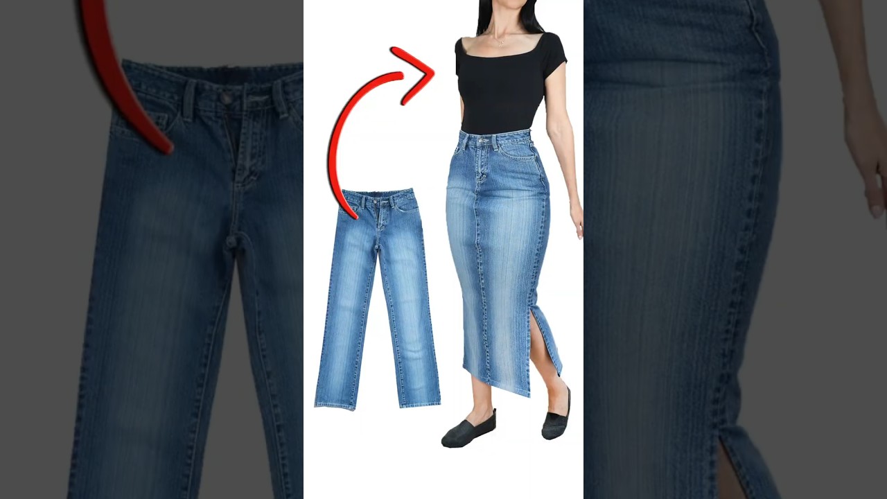 Upcycle old jeans into a skirt easily! Miarti 🧵✂️