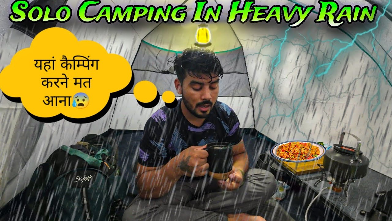 Solo Camping In A Rainstorm With My Motorcycle | Camping & Relaxing In Deep forest #vlog
