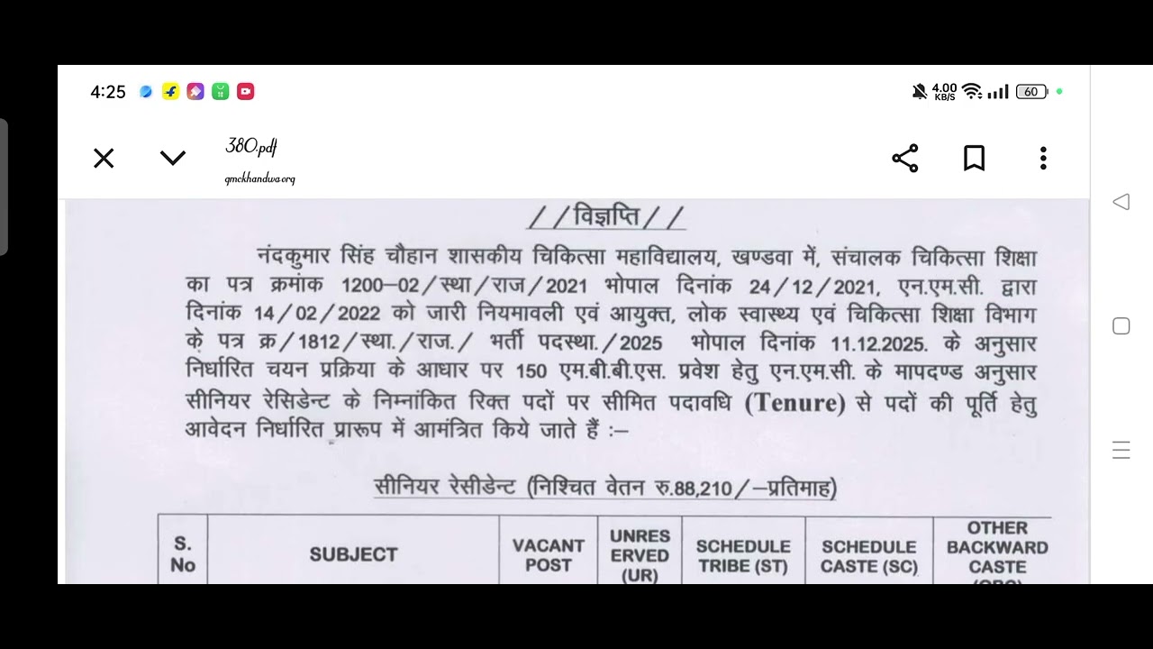 KHANDWA MEDICAL COLLEGE M.P./ NEW VACANCY FOR MBBS/MS/MCH/DNB CONDIDATE पुरी वीडियो जरूर देखें 