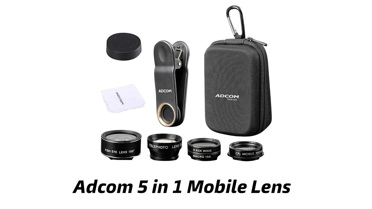 ADCOM 5 in 1 Mobile Lens kit with Macro, Wide, Telephoto, Fisheye & CPL lens 🔥