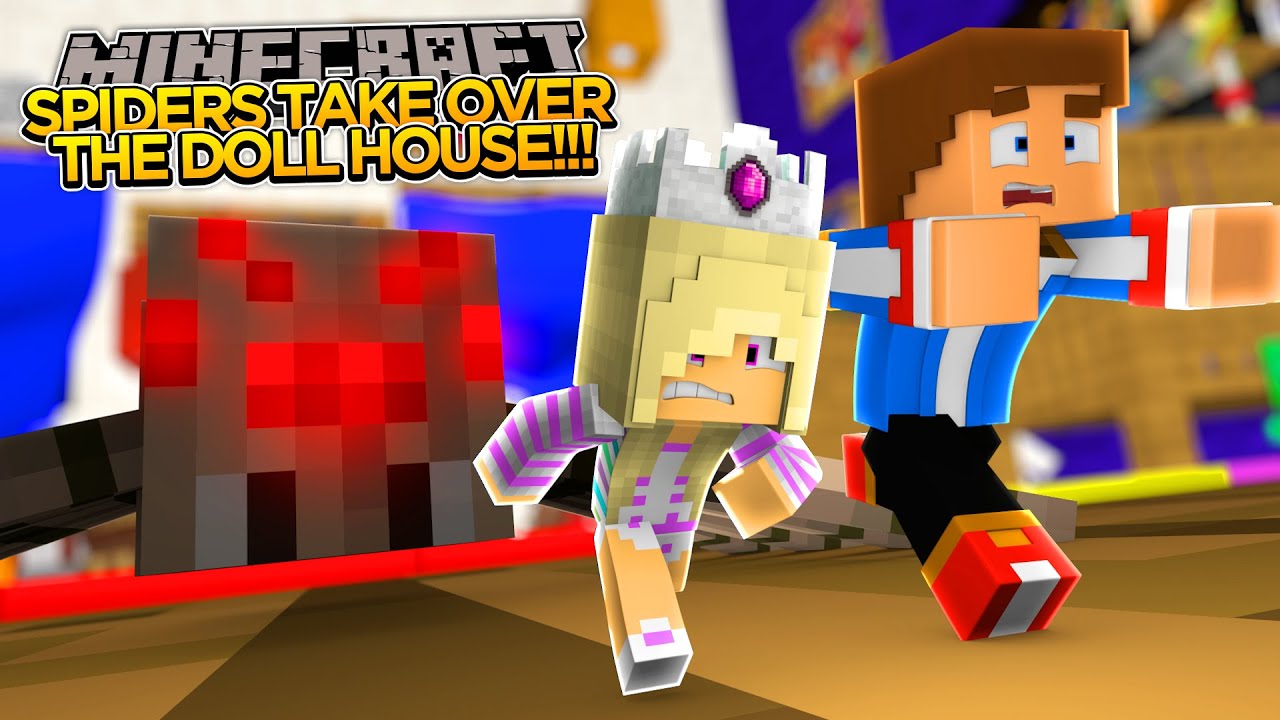 GIANT SPIDERS ATTACK THE DOLLHOUSE w/ LITTLE DONNY!!!- Minecraft - Baby Leah Adventures.