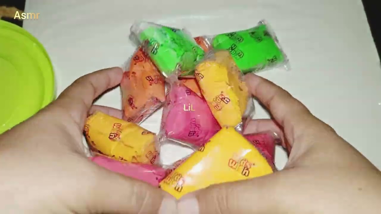 ASMR Unboxing Sound Polymer Clay 😌 Red ♥️ Yellow 💛 Green 💚#asmr #lil #relaxing #clay #satisfying 