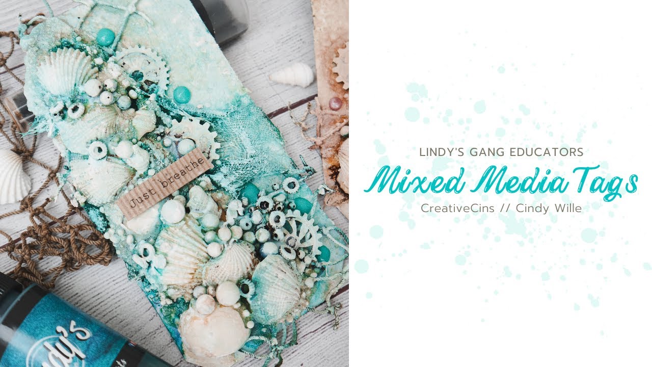 ⭐Full Tutorial ⭐ Beginner Mixed Media Beach and Ocean Tags for Lindy's Gang