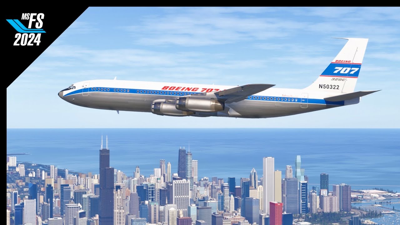 MSFS2024 | Boeing 707 | Memphis To Chicago | FSRealistic Plus | Ultra Settings | ChasePlane
