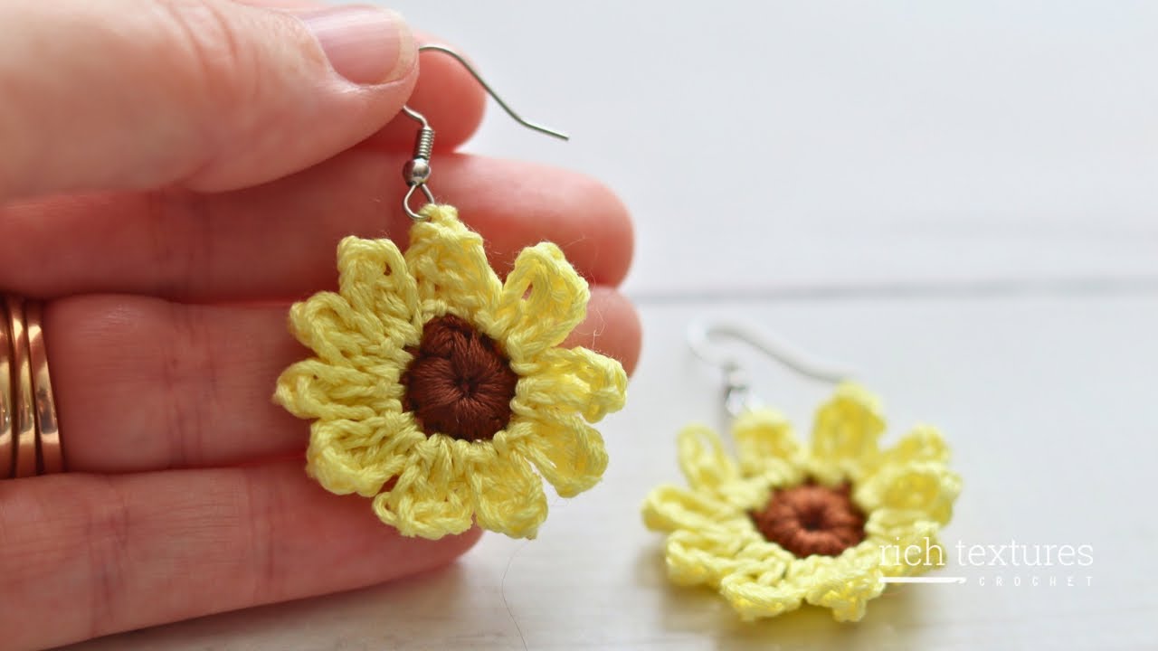 Sunflower Earrings Crochet Pattern