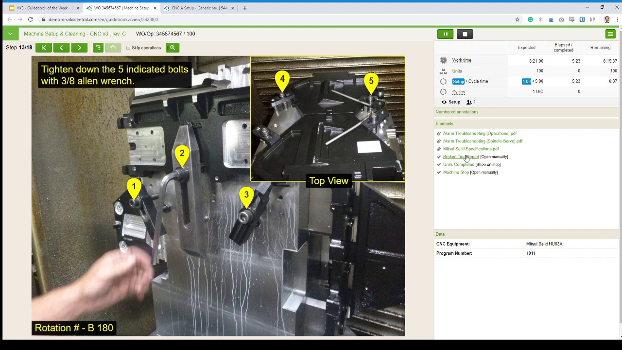 Digital Work Instructions for Machine Setup and Cleaning