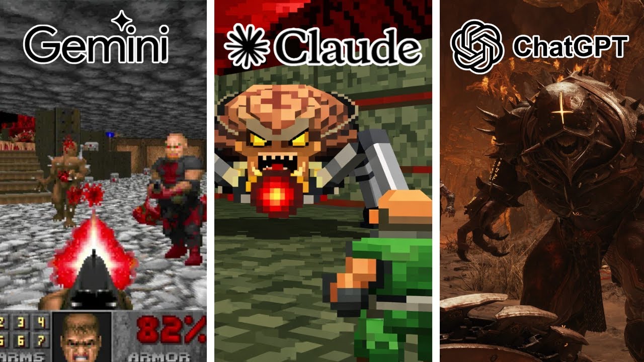 ChatGPT vs Gemini vs Claude Criando DOOM do ZERO! (jogável?)