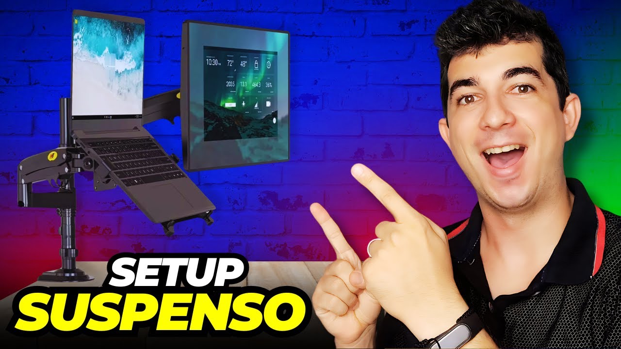 Setup com NOTEBOOK e MONITOR Suspensos com Suporte Articulado! [Custo Benef&iacute;cio]