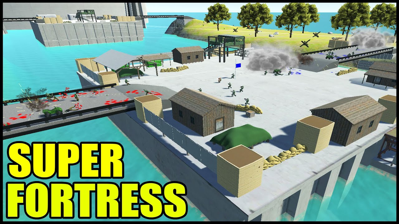 Island SUPER FORTRESS Surrounded by Bridges! - Ravenfield: Battle Simulator