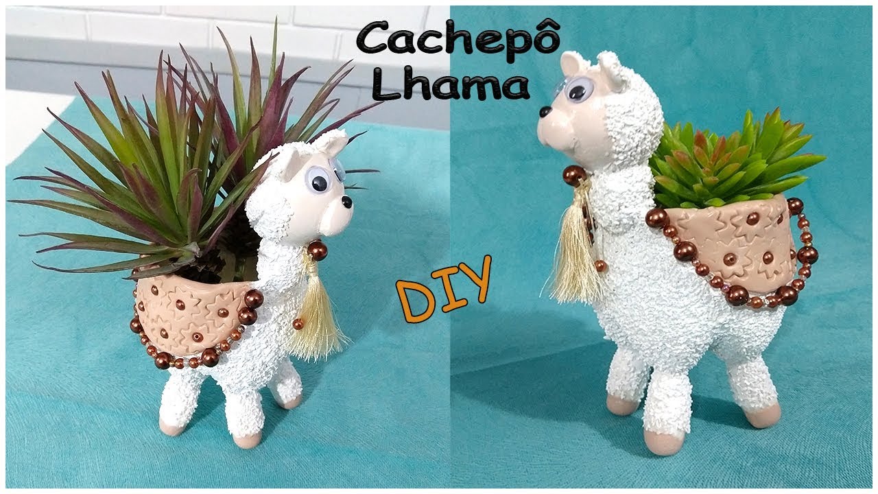 Lindo cachepô lhama feito com garrafa PET e porcelana fria. Diy artesanato.