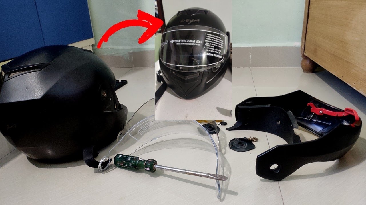 Helmet glass change| how to clean Visor | vega crux flip-up helmet cleaning | Review Hindi