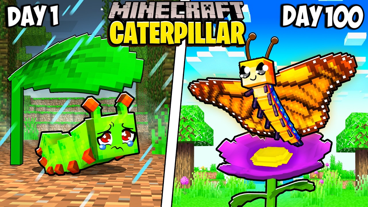 Я выжил 100 дней в Minecraft в образе гусеницы!