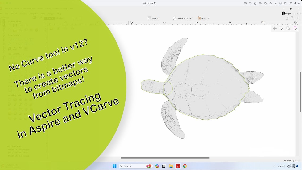 Vector Tracing in Aspire and VCarve v12 without the Curve tool!