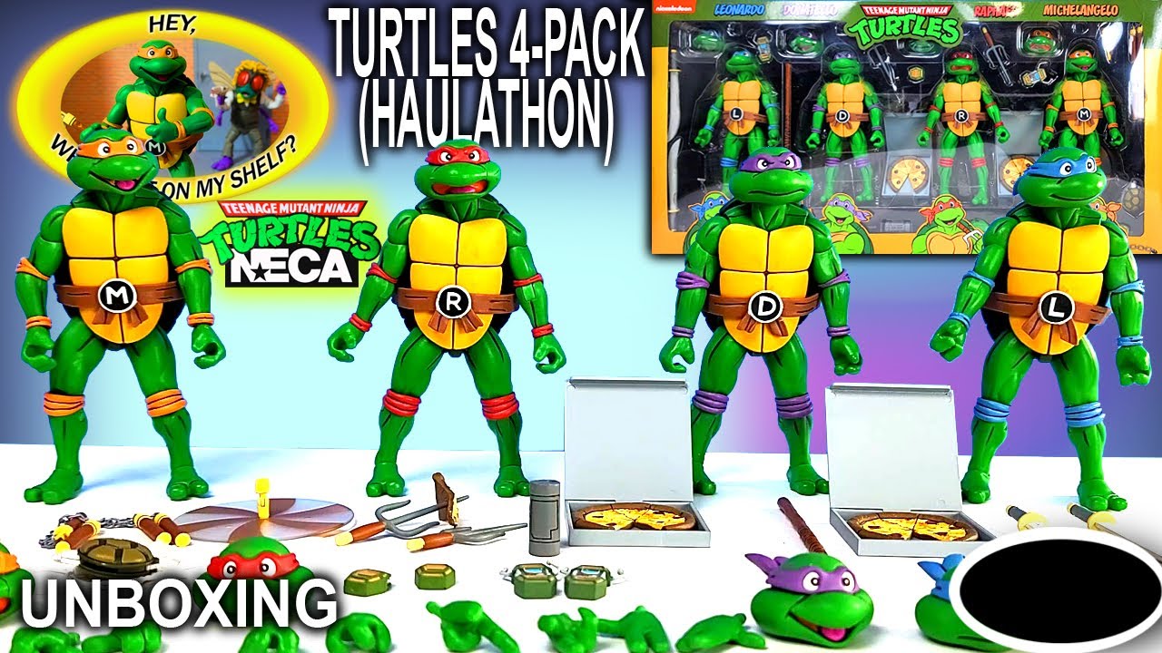 Unboxing NECA TMNT Haulathon Turtles 4-Pack - April 8th 2023 - NECA Classic TMNT Cartoon Figures