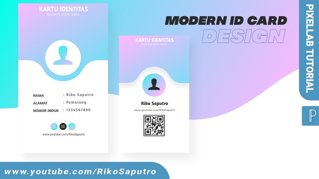 pixellab tutorial : HOW TO MAKE MODERN ID CARD DESIGN | CARA MEMBUAT DESAIN KARTU IDENTITAS MODERN