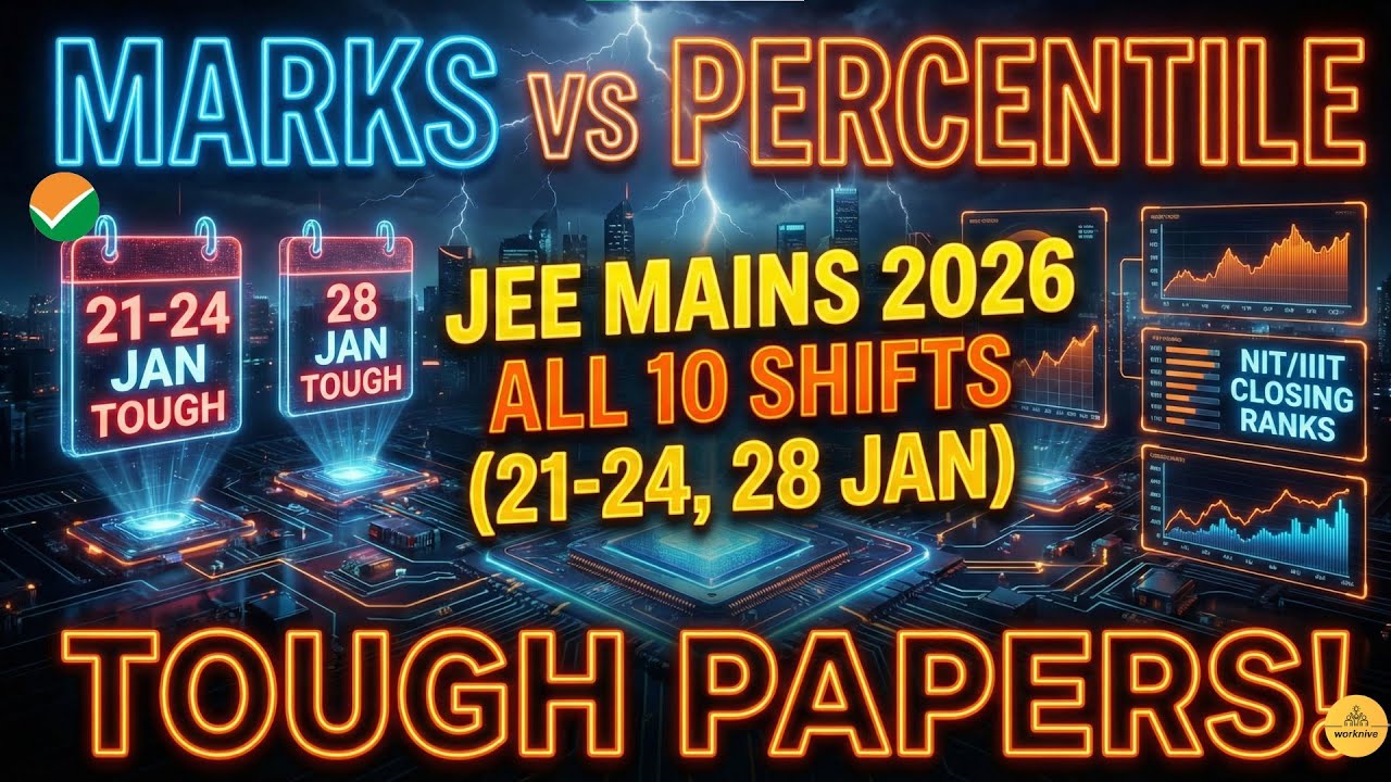 🚨CUTOFF + JEE Mains 2026 Tough Papers: Marks vs Percentile (ALL 5 Days 10 Shifts) + NIT/IIIT RANKS🔥