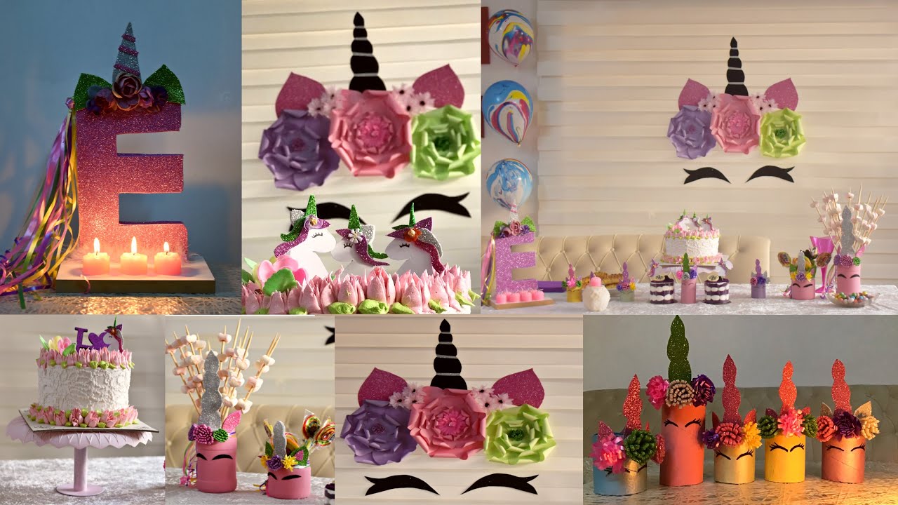6 افكار لعمل زينة يونيكورن 🦄 لحفلة عيدالميلاد / 6DIY UNICORN 🦄 Decoration ideas for Birthday party