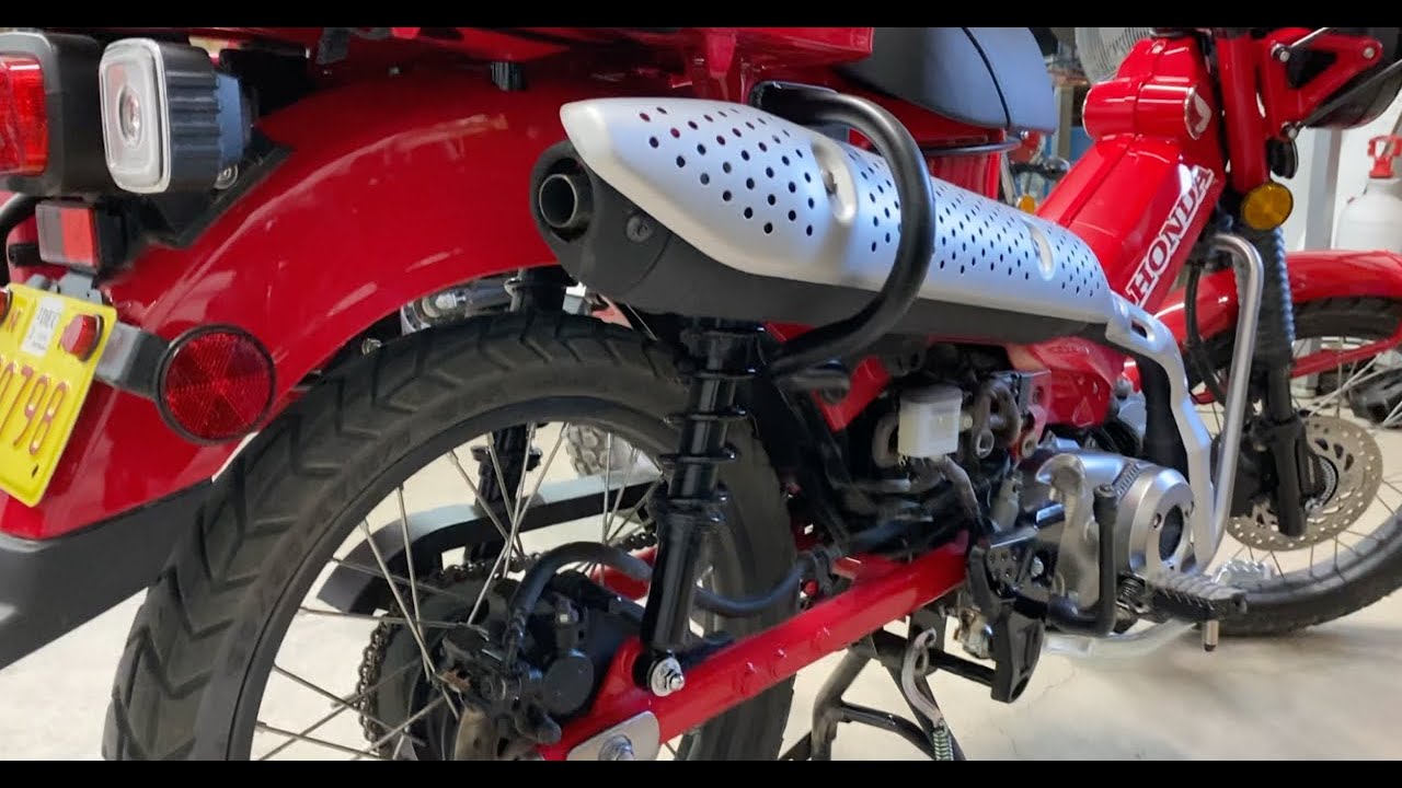 CT125 installing front rack and exhaust crash bar   HD 1080p