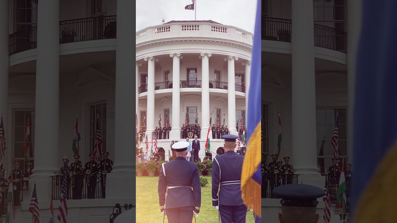 PM Modi and President Biden receive a ceremonious guard of honor at the White House