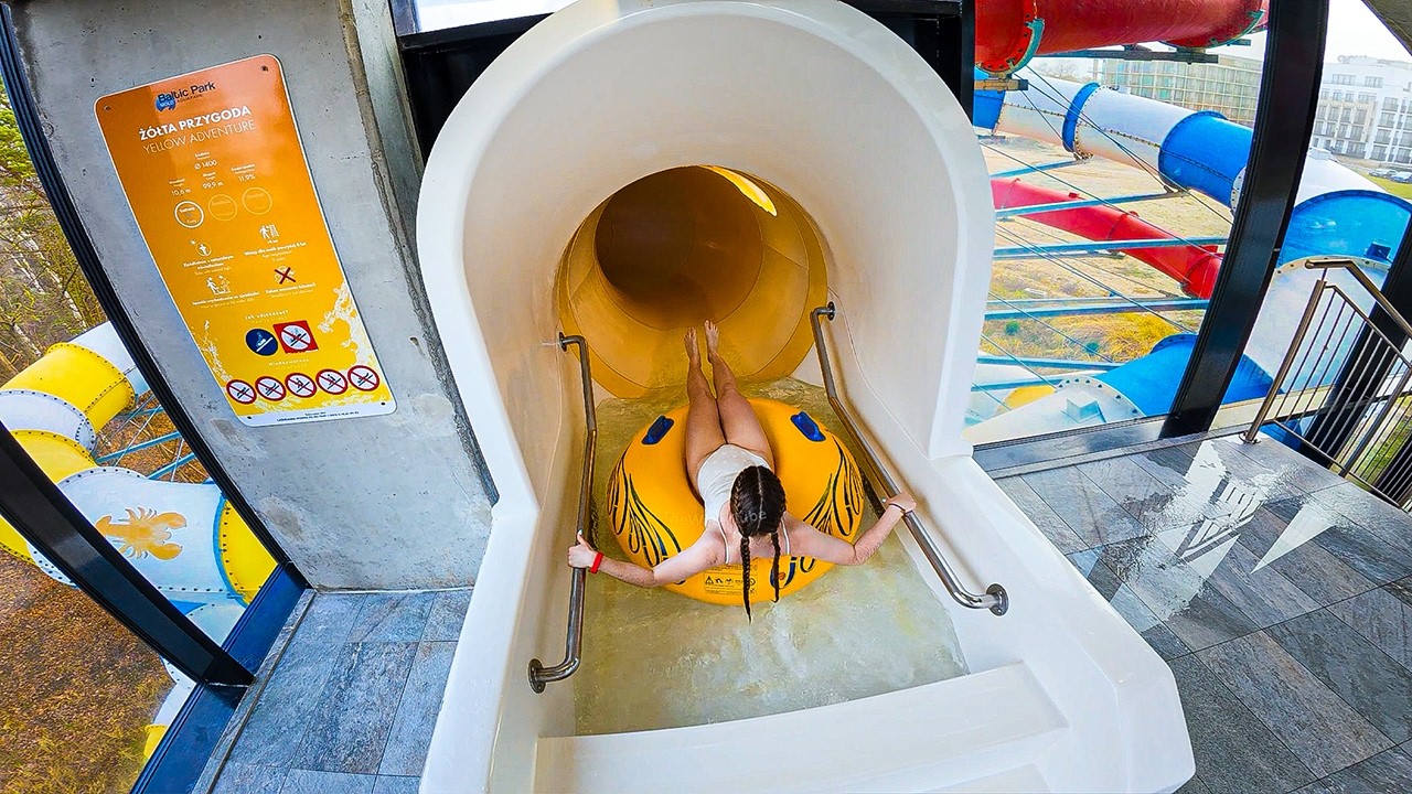 Yellow Adventure Water Slide at Baltic Park Molo Aquapark